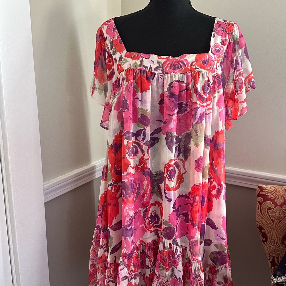 Misa Los Angeles Pink Floral Print Dress (A)